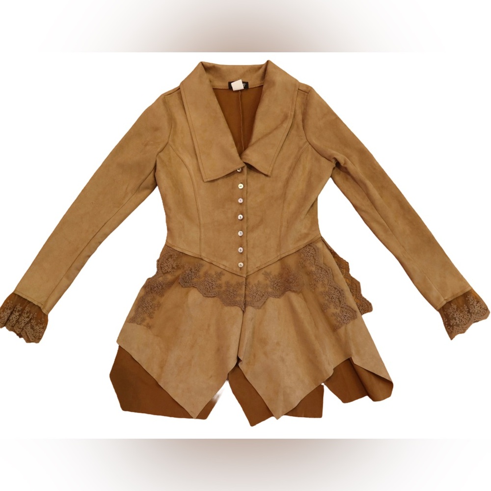 Suede Women’s Jacket with Lace Details
